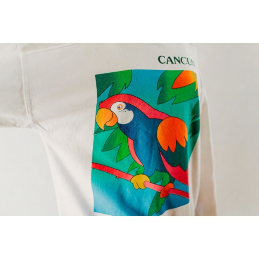 Vintage 90s CANCUN colorful parrot tropical sweatshirt, trendy indie 1990s - Picture 9 of 10